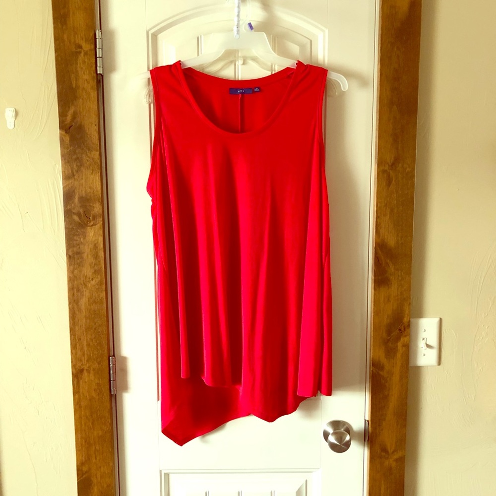 NFS - Apt. 9 Red Tank Tunic, Diagonal Hem, Size 1X